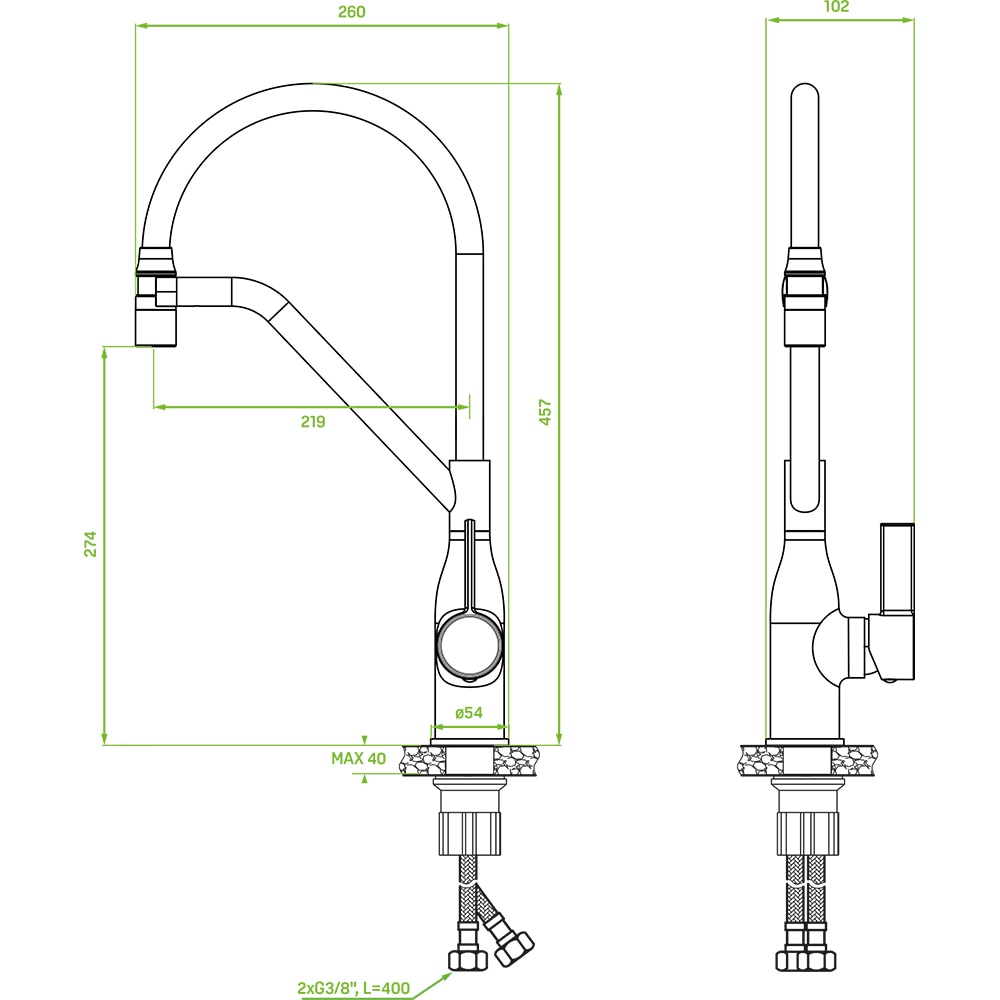 Baterie bucatarie LAVEO Botta B45 978D, pipa flexibila, alama, grafit