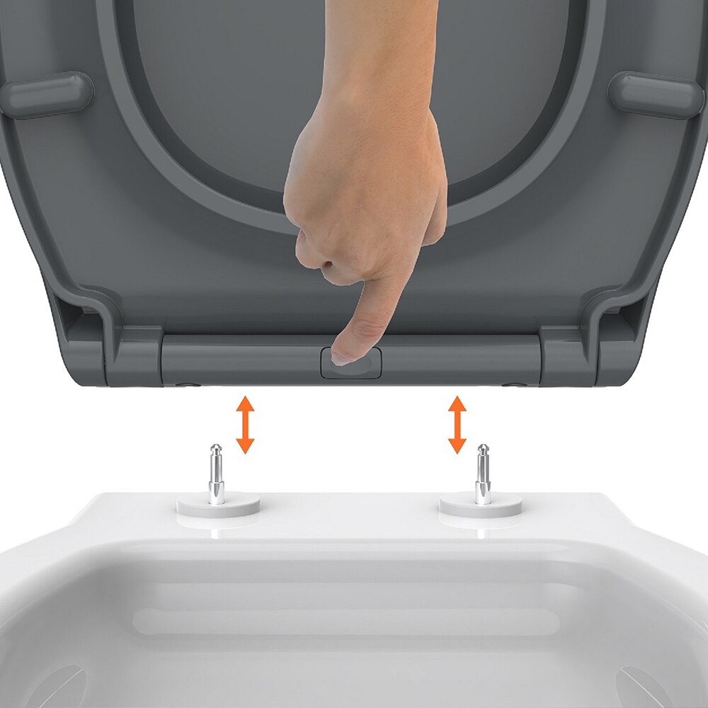 Capac WC COOKE & LEWIS Kouban BP0260NB, inchidere lenta, duroplast, gri