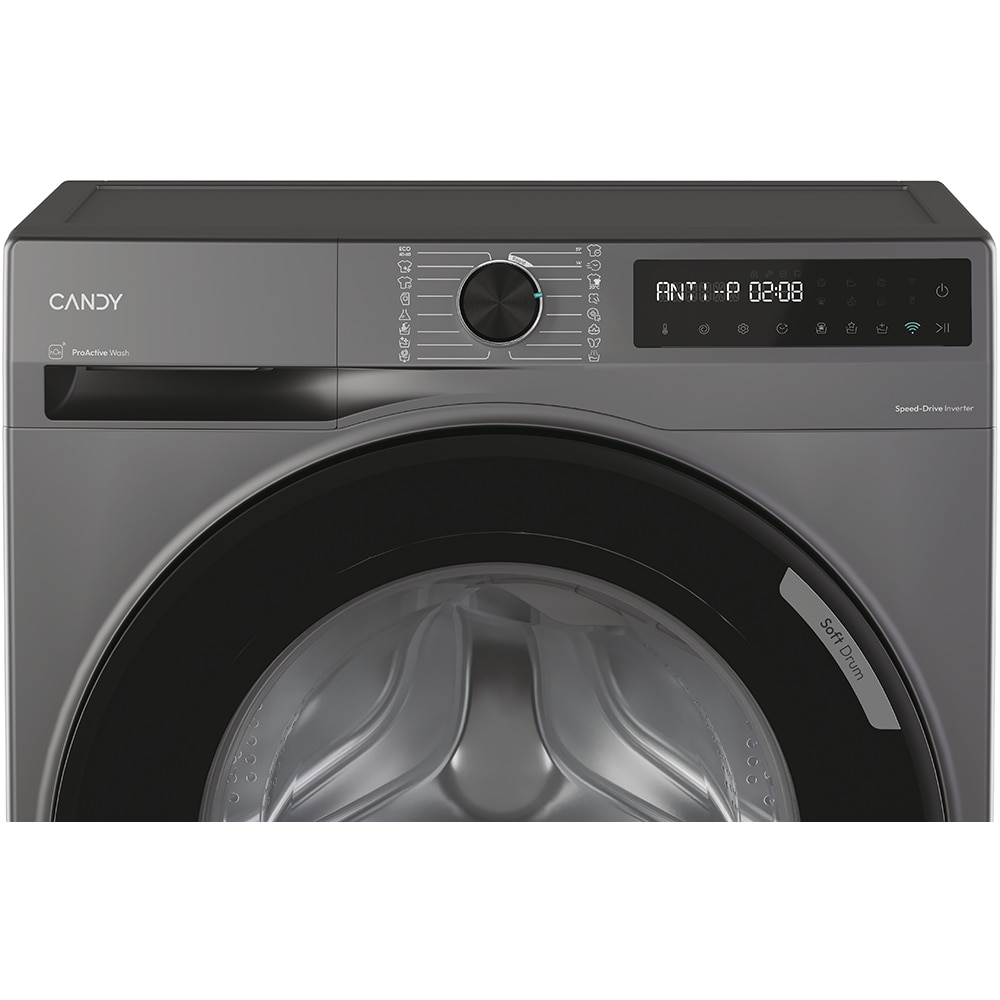Masina de spalat rufe frontala slim CANDY BR 47SBL8G-S, ProActive Wash, 7 kg, 1400rpm, Clasa A, Wi-Fi, antracit