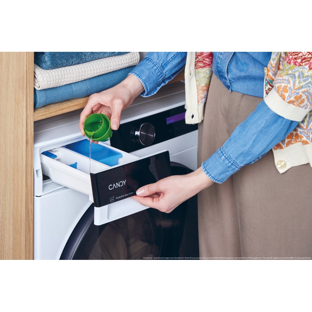 Masina de spalat rufe frontala CANDY BS B12B8-S, ProActive EcoWash, 12 kg, 1400rpm, Clasa A, Wi-Fi, alb