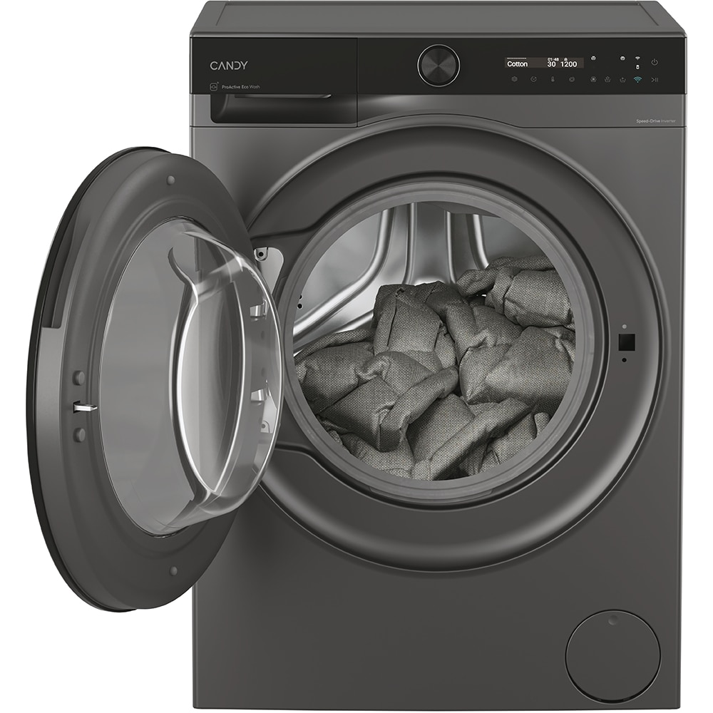 Masina de spalat rufe frontala slim CANDY BS 48SB6G-S, ProActive EcoWash, 8 kg, 1400rpm, Clasa A, Wi-Fi, antracit
