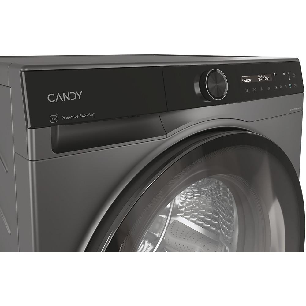 Masina de spalat rufe frontala slim CANDY BS 48SB6G-S, ProActive EcoWash, 8 kg, 1400rpm, Clasa A, Wi-Fi, antracit