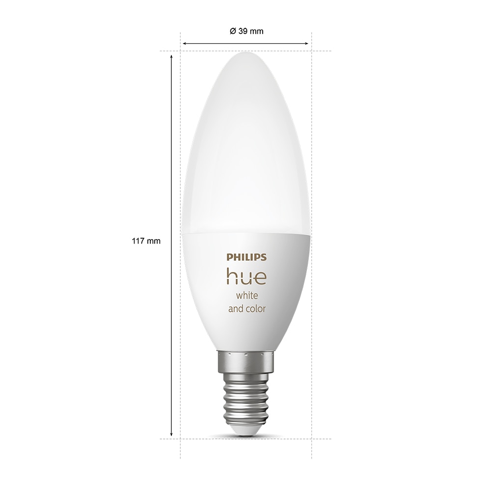 Set 2 becuri LED PHILIPS HUE, E14, 4W, 470 lm, Wi-Fi, lumina variabila, compatibil Alexa, Google Assistant