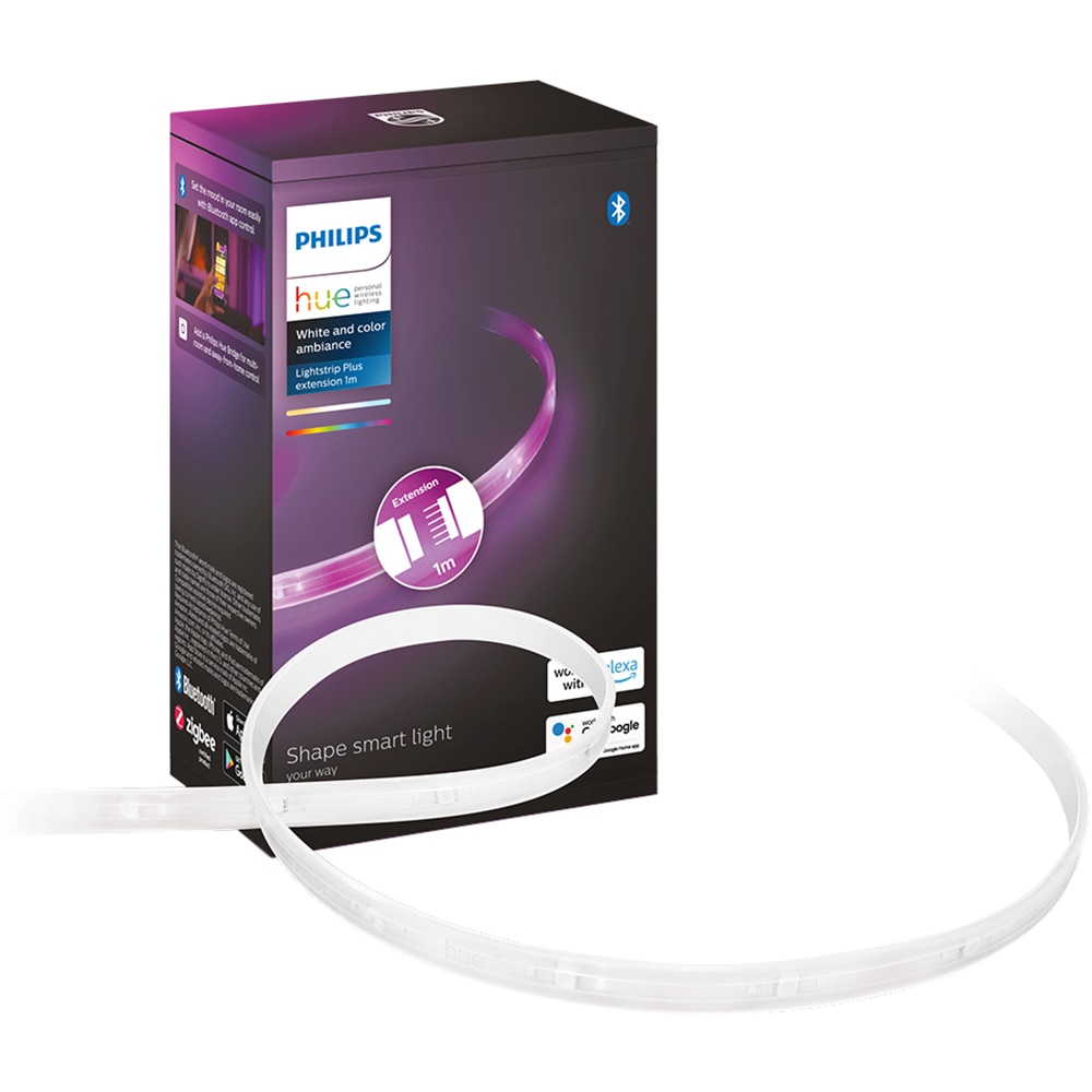 Extensie banda LED RGBW Philips Hue Lightstrip Plus, RGBW, 11.5W, 950lm, 1m