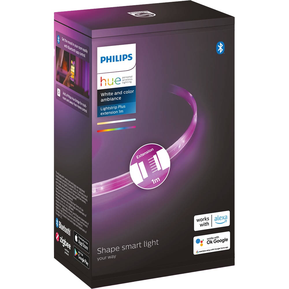 Extensie banda LED RGBW Philips Hue Lightstrip Plus, RGBW, 11.5W, 950lm, 1m
