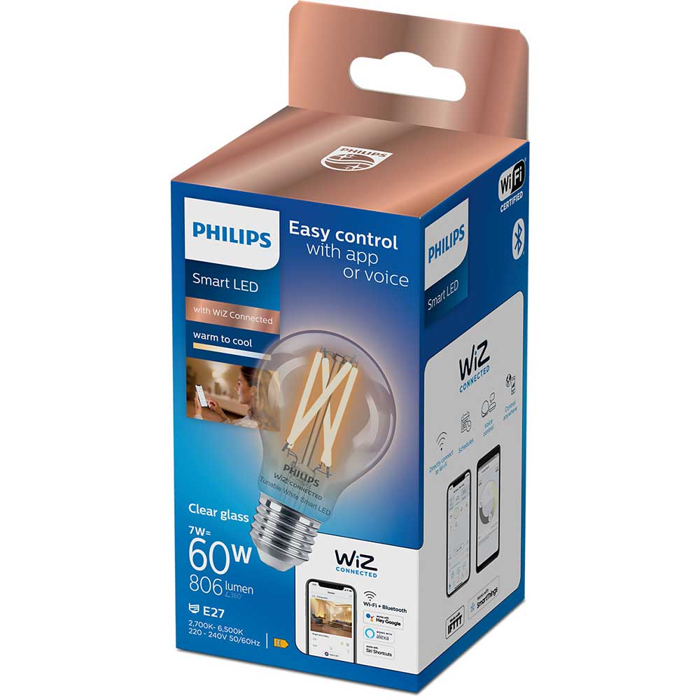 Bec LED Smart Vintage PHILIPS 8719514371989, E27, 7W, 806 lm, Bluetooth, Dimabil, Wi-Fi, lumina variabila, compatibil Alexa, Google Assistant