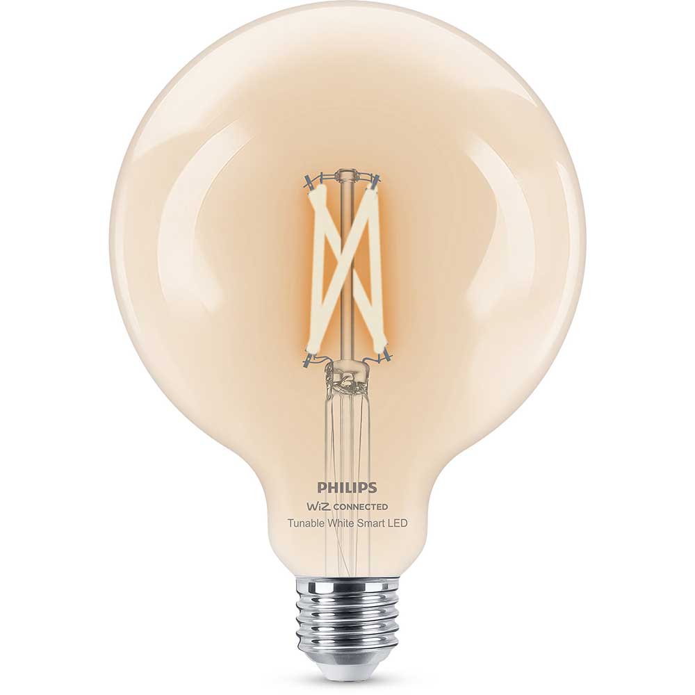 Bec LED Smart Vintage PHILIPS G125, E27, 7W, 806 lm, Bluetooth, Dimabil, Wi-Fi, lumina variabila, compatibil Alexa, Google Assistant