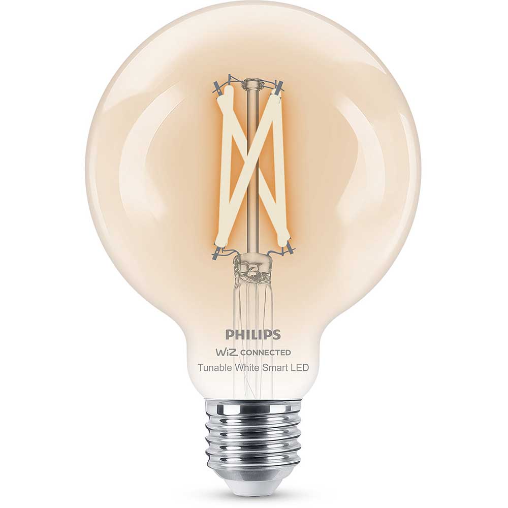Bec LED Smart Vintage PHILIPS G95, E27, 7W, 806 lm, Bluetooth, Dimabil, Wi-Fi, lumina variabila, compatibil Alexa, Google Assistant