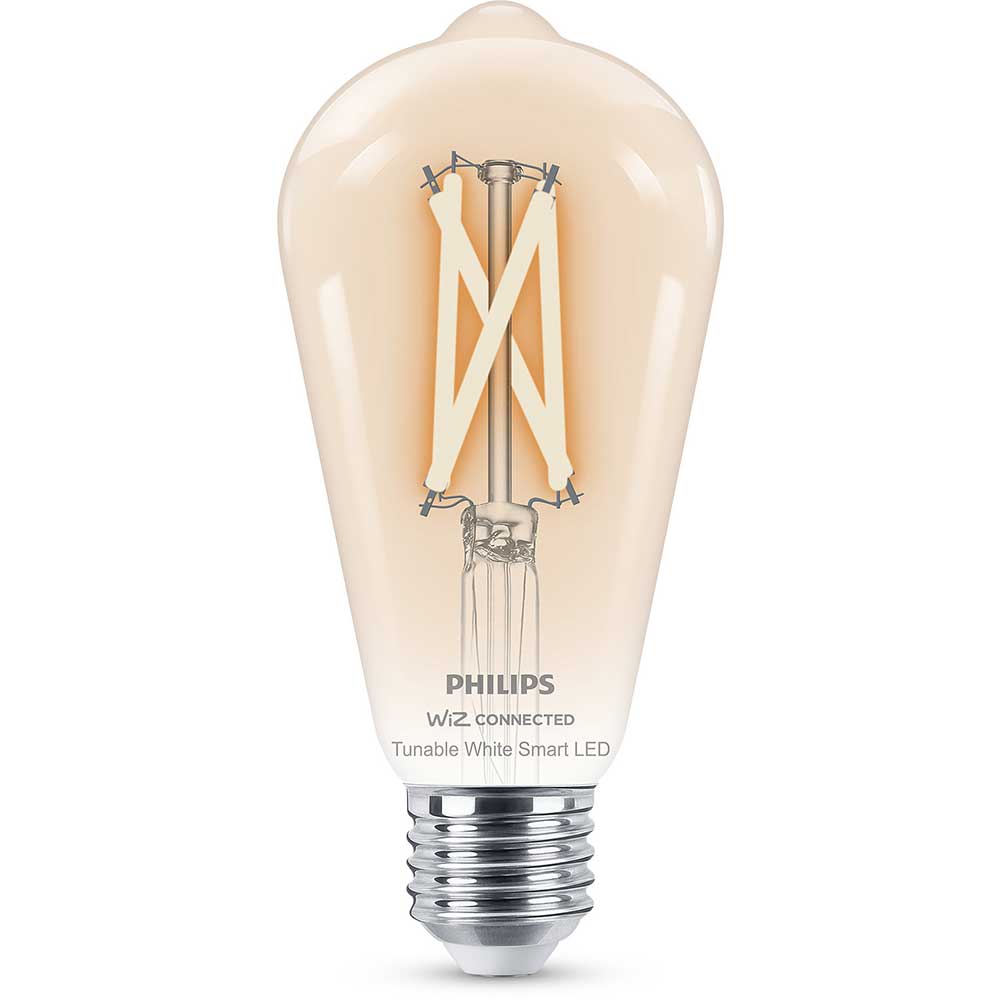 Bec LED Smart Vintage PHILIPS ST64, E27, 7W, 806 lm, Bluetooth, Dimabil, Wi-Fi, lumina variabila, compatibil Alexa, Google Assistant