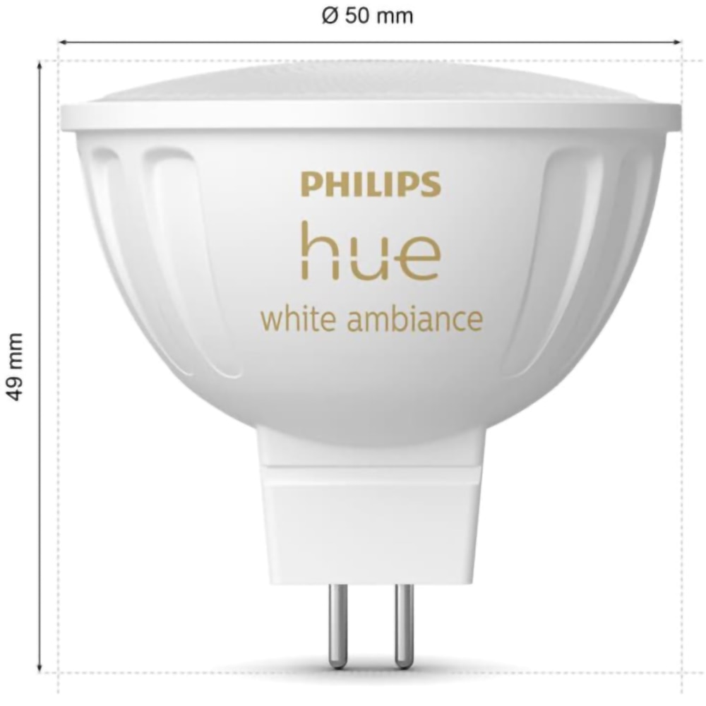 Bec LED Smart PHILIPS Hue 8719514491342, G5.3, 5.1W, 400lm, Wi-Fi, lumina variabila, compatibil Alexa, Google Assistant