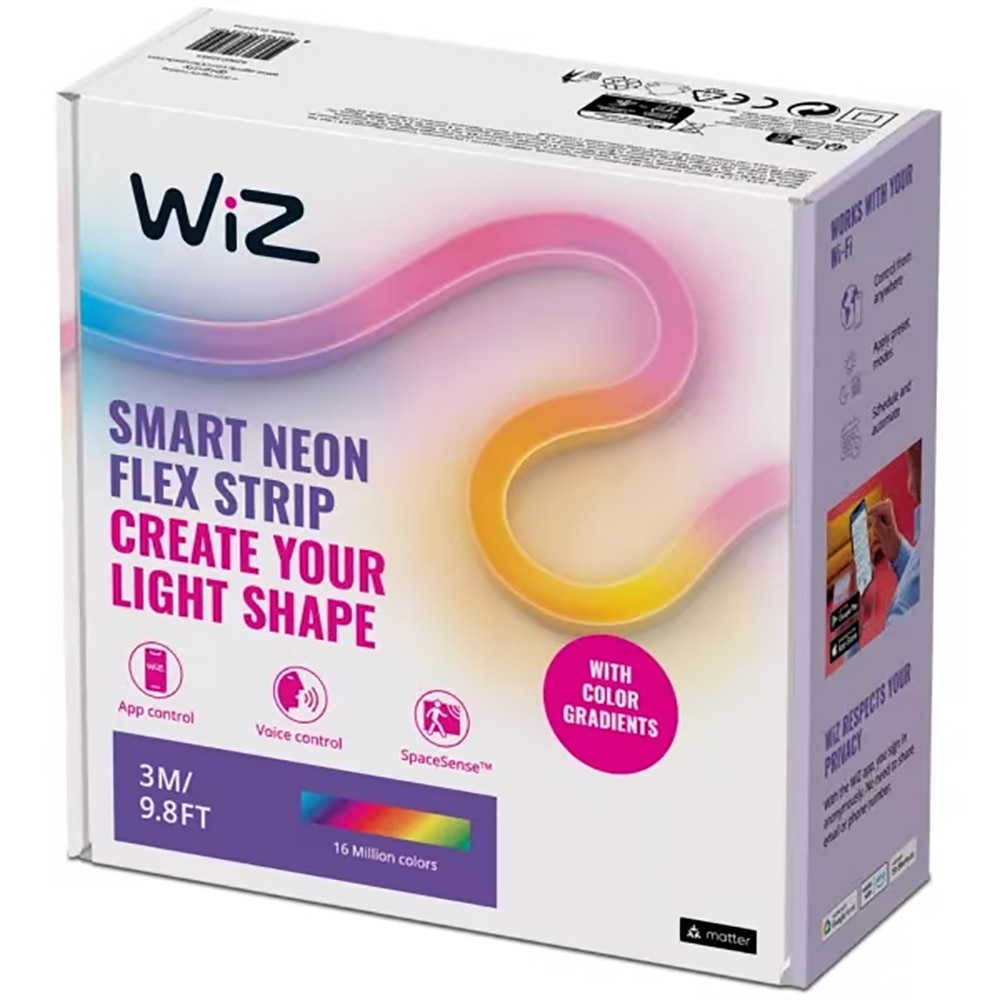 Banda LED WIZ Neon Flex Strip, Wi-Fi, LED RGB, 20W, 3m