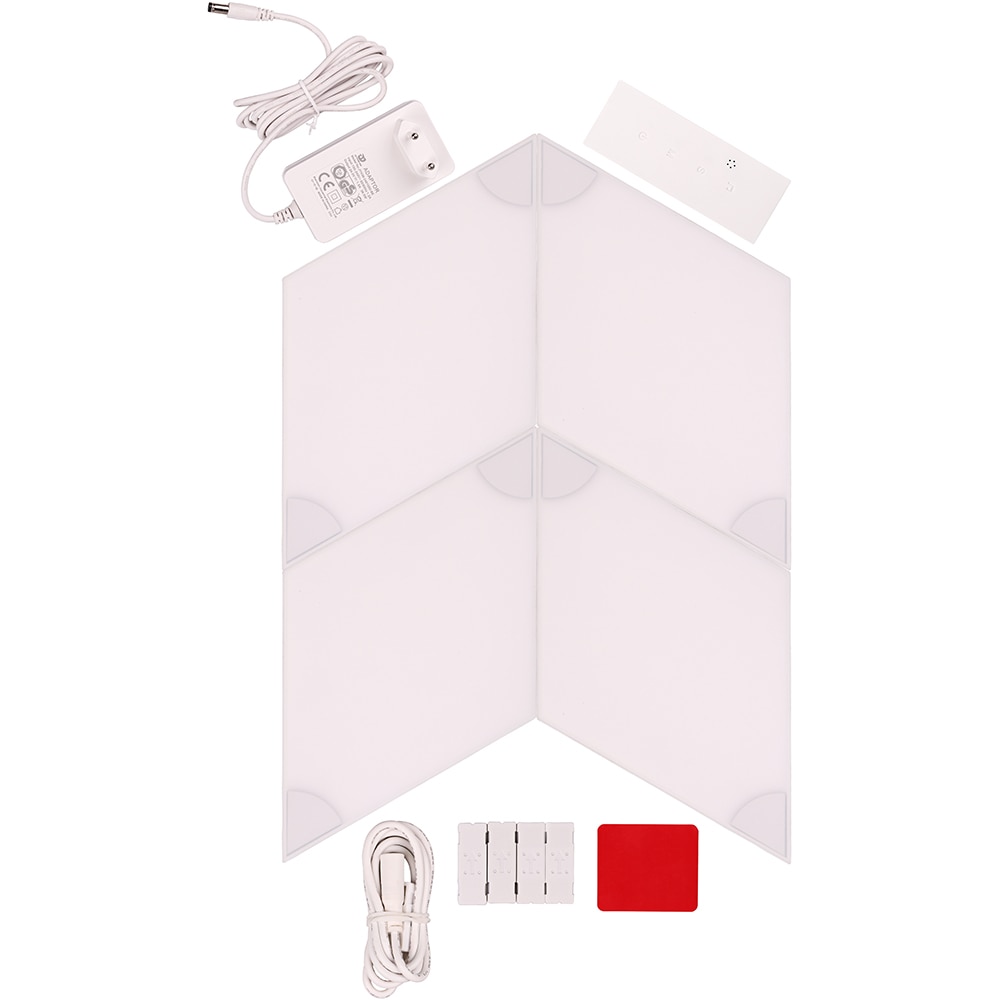 Kit extensie panouri luminoase LED modulare Smart Myria Rhombus MY2275-3, RGBW, Wi-Fi, 111lm, 3 bucati