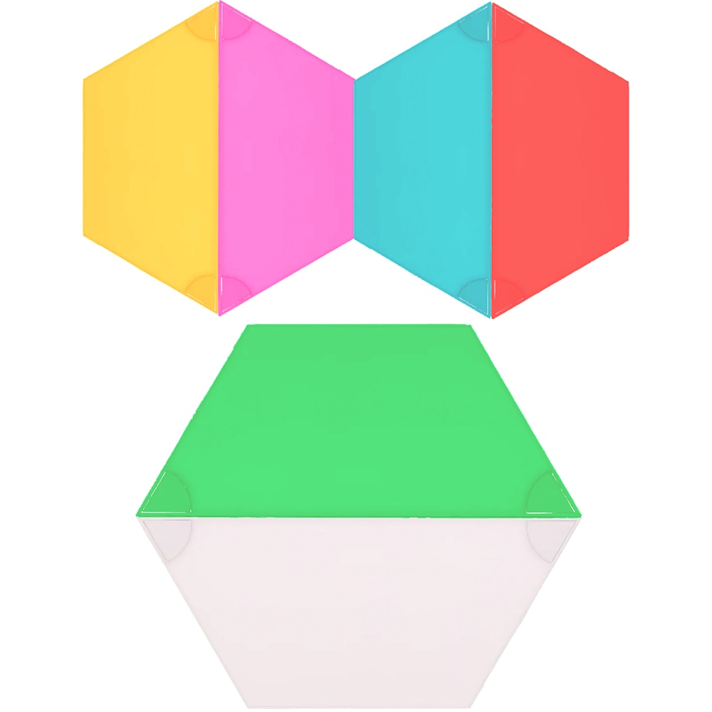 Kit panouri luminoase LED modulare Smart Myria Trapezoidal MY2277-10, RGBW, Wi-Fi, 565lm, senzor muzica, aplicatie TUYA, compatibil iOS/Android,Google Home/Amazon Alexa, 10 bucati