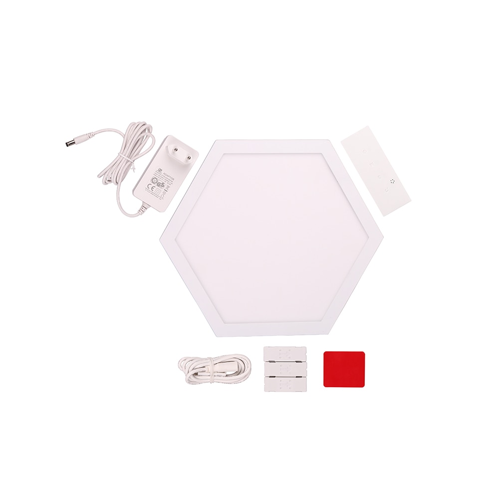 Kit extensie panouri luminoase LED modulare Smart Myria Hex MY2278-4, RGBW, Wi-Fi, 187lm, 4 bucati