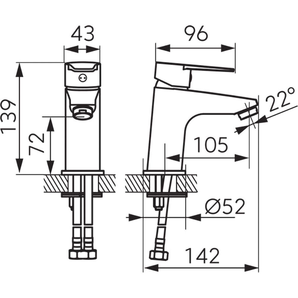 Baterie lavoar FERRO Ritto BTR2BL, alama sanitara, negru