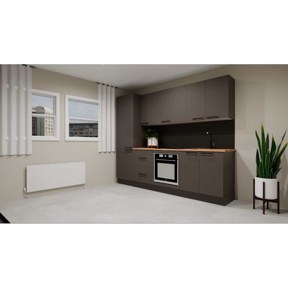 Bucatarie Stevia, gri lucios, 260 x 60 x 216 cm