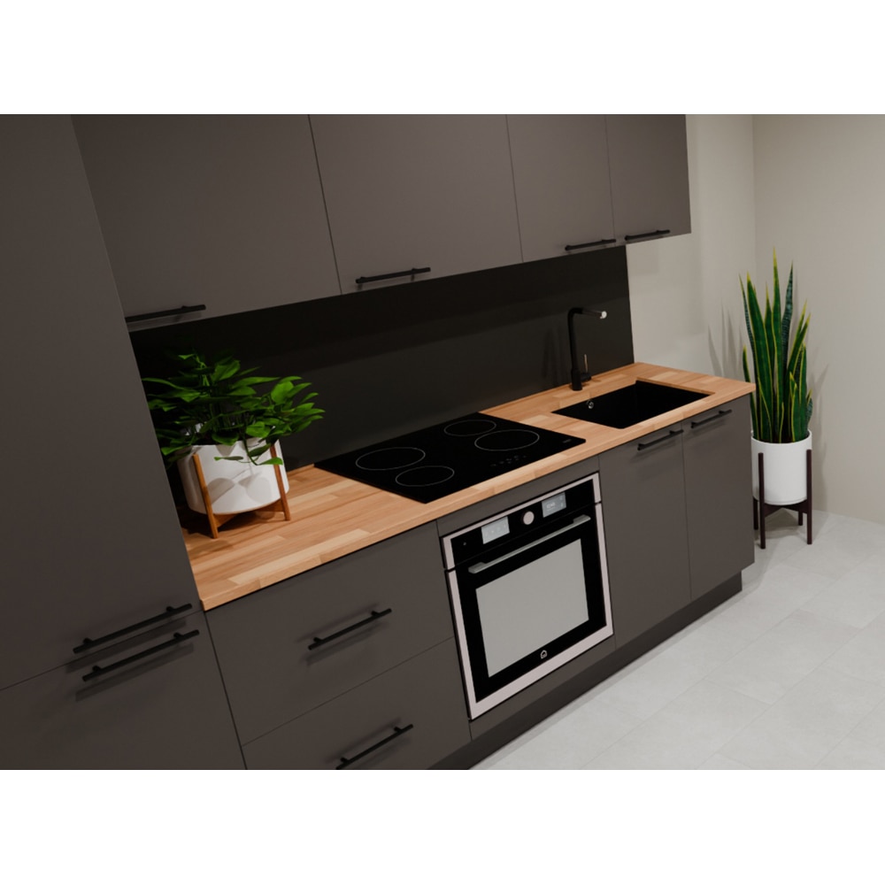 Bucatarie Stevia, gri lucios, 260 x 60 x 216 cm