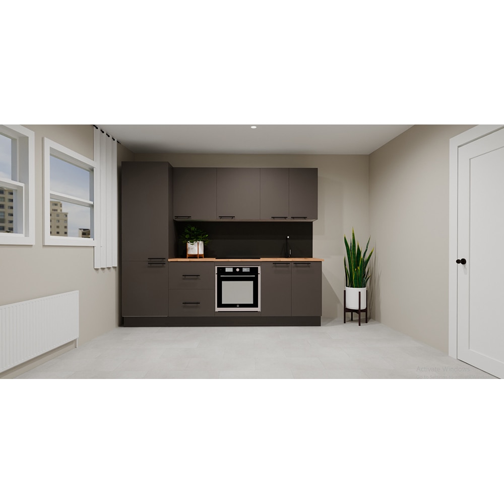 Bucatarie Stevia, gri lucios, 260 x 60 x 216 cm