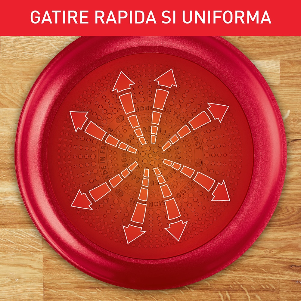 Tigaie TEFAL Daily Expert, 24 cm, aluminiu, Thermo-Signal, invelis antiaderent, rosu