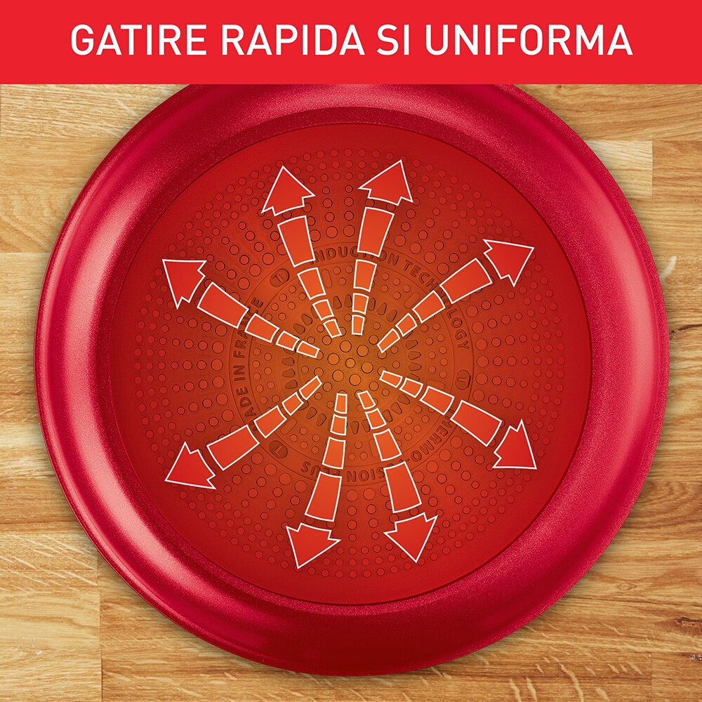 Tigaie TEFAL Daily Expert, 28 cm, aluminiu, Thermo-Signal, invelis antiaderent, rosu