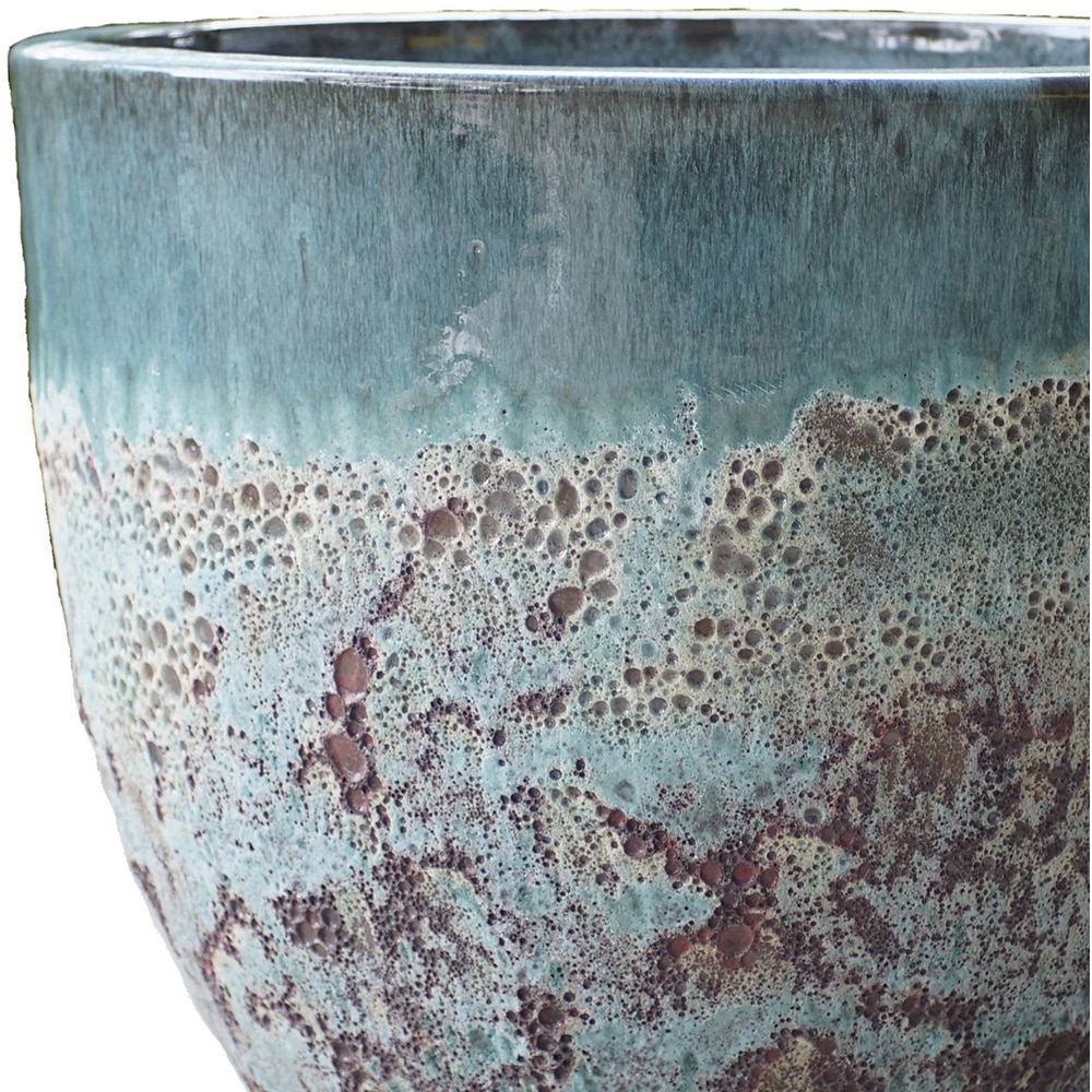 Ghiveci flori VERVE XL, ceramica, D 48 cm, turcoaz