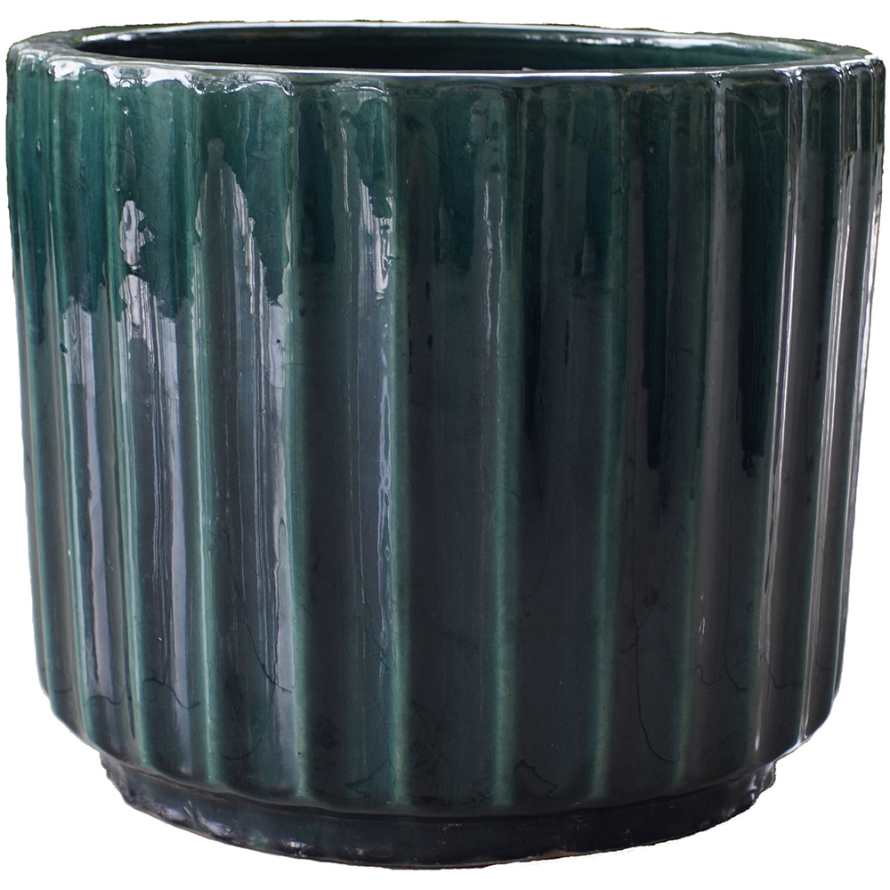 Ghiveci flori VERVE L, ceramica, D 37 cm, verde inchis