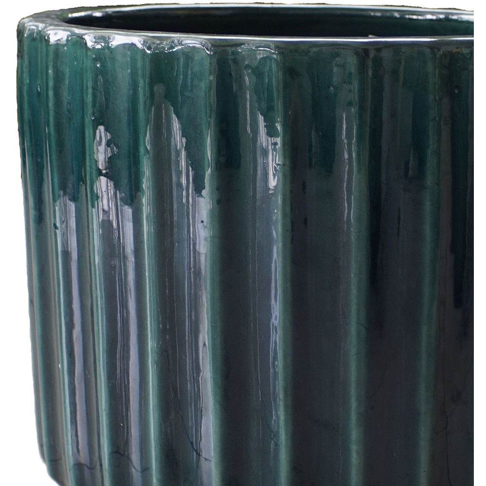 Ghiveci flori VERVE L, ceramica, D 37 cm, verde inchis