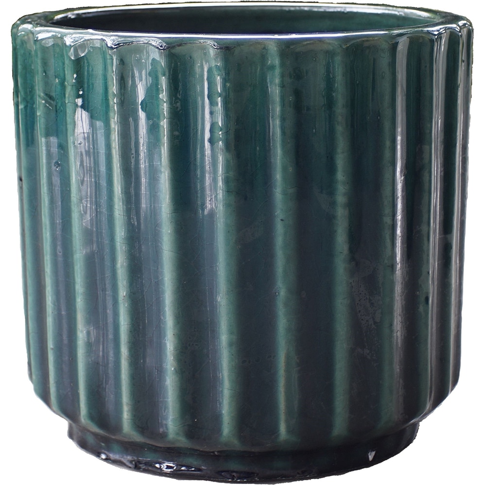 Ghiveci flori VERVE M, ceramica, D 28 cm, verde inchis