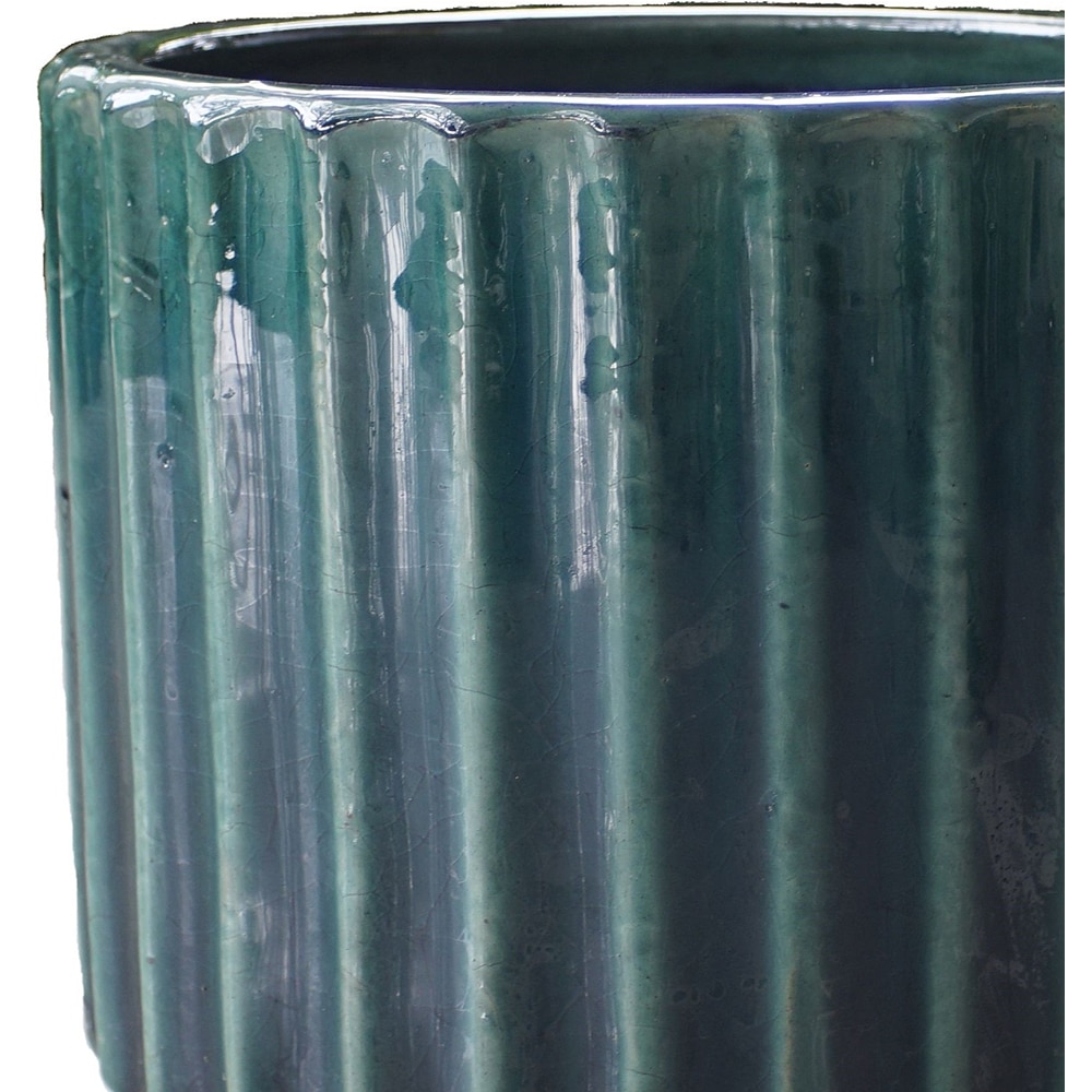 Ghiveci flori VERVE M, ceramica, D 28 cm, verde inchis