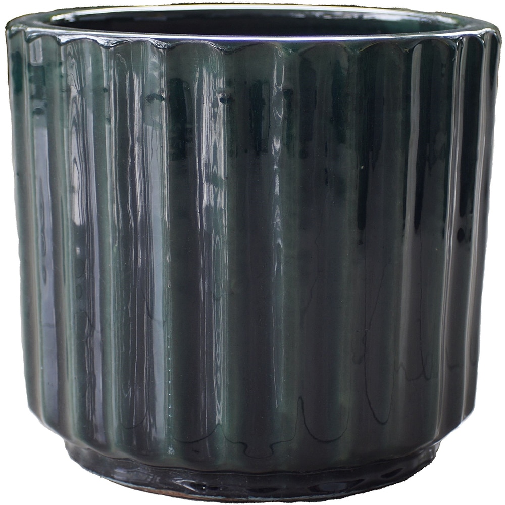 Ghiveci flori VERVE S, ceramica, D 21 cm, verde inchis