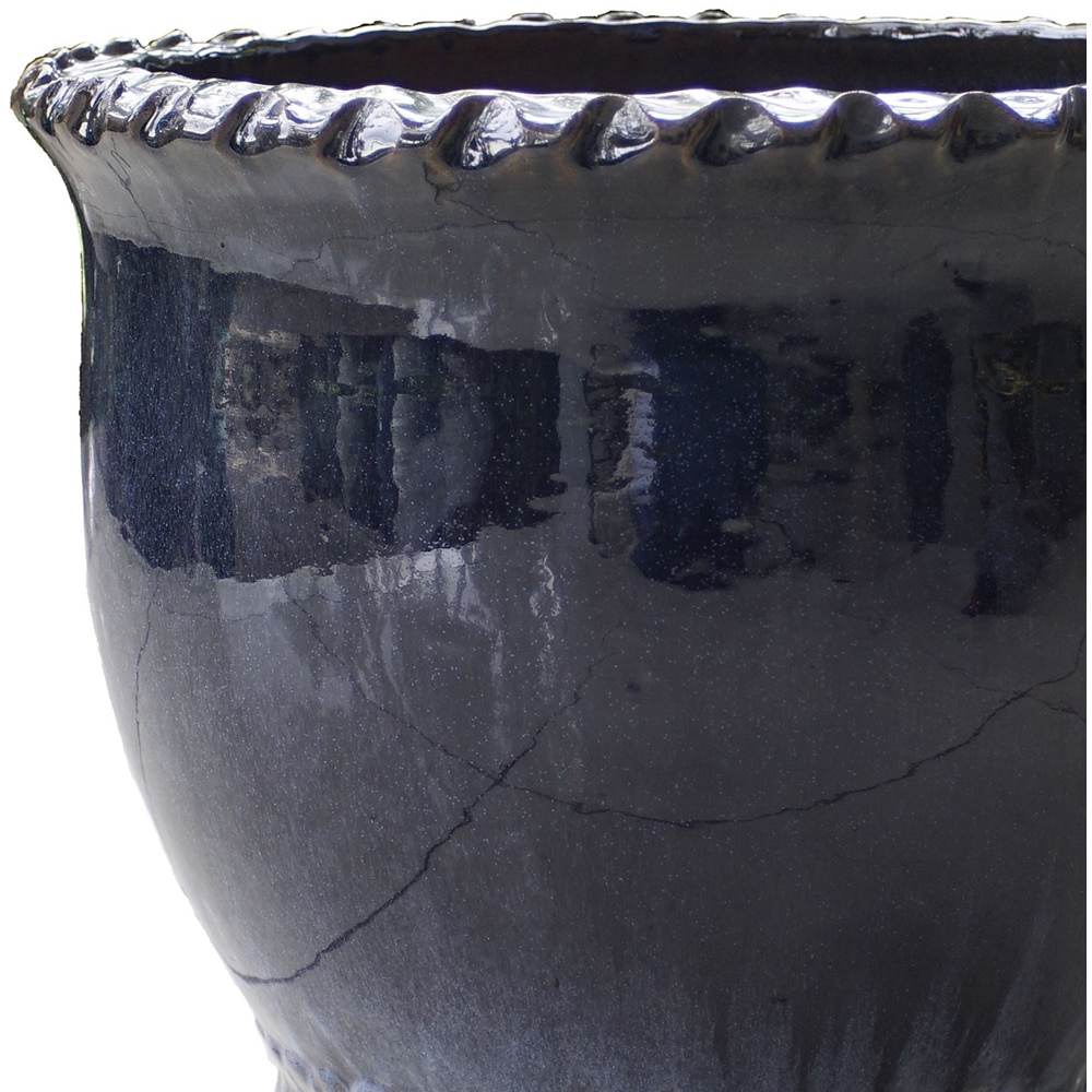 Ghiveci flori VERVE L, ceramica, D 37 cm, albastru inchis