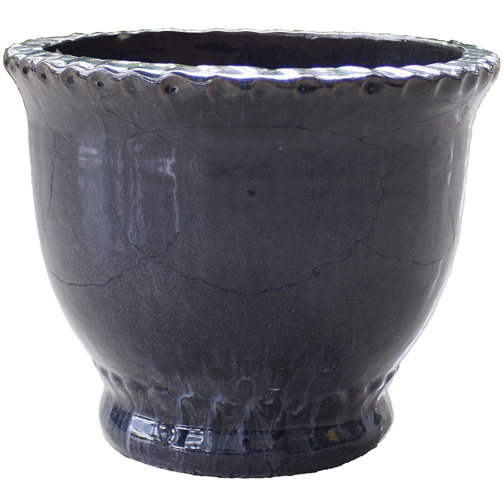 Ghiveci flori VERVE M, ceramica, D 27 cm, albastru inchis