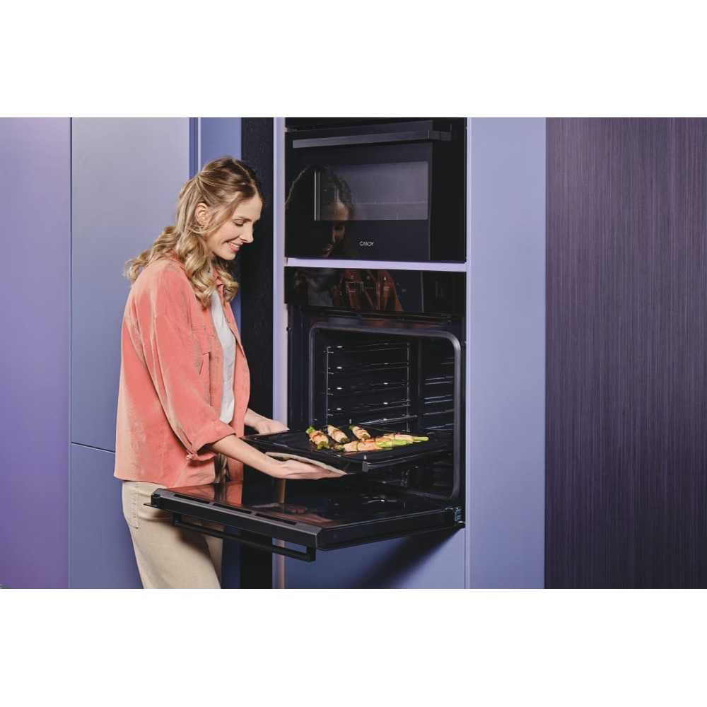 Cuptor incorporabil CANDY Bake 800 CA6 N5G3YTB, Electric, Autocuratare pirolitica + hidrolitica, 78 l, Clasa A++, Wi-Fi, negru