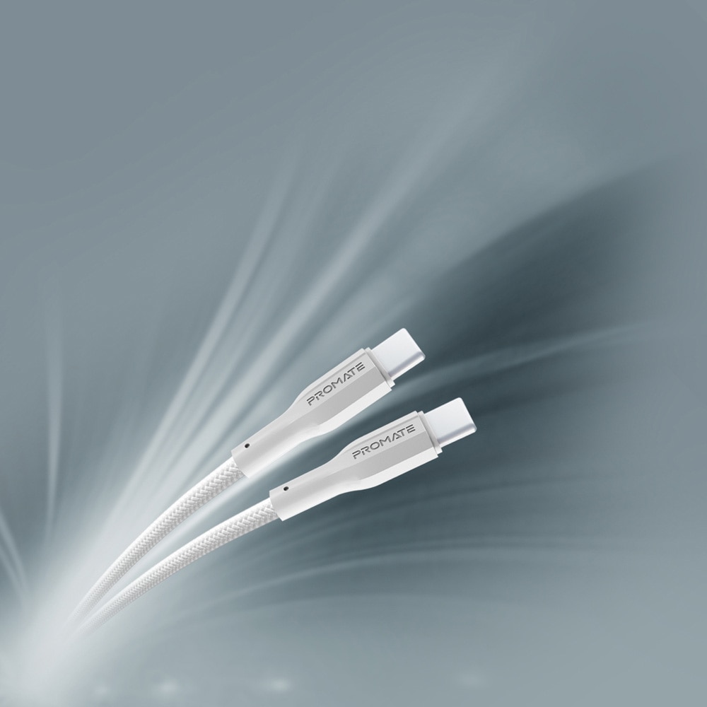 Cablu date PROMATE XCord-CC, USB-C - USB-C, Power Delivery (PD) 60W, 1m, alb