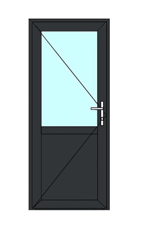 Usa termopan PVC exterior, batanta, cu geam, 4 C, 2/3, gri, stanga, simpla deschidere, 88 x 205 cm  Aplast