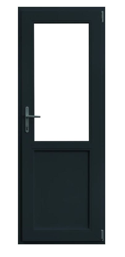 Usa termopan PVC exterior, batanta, cu geam, 4 C, 2/3, gri, dreapta, simpla deschidere, 88 x 205 cm  Aplast