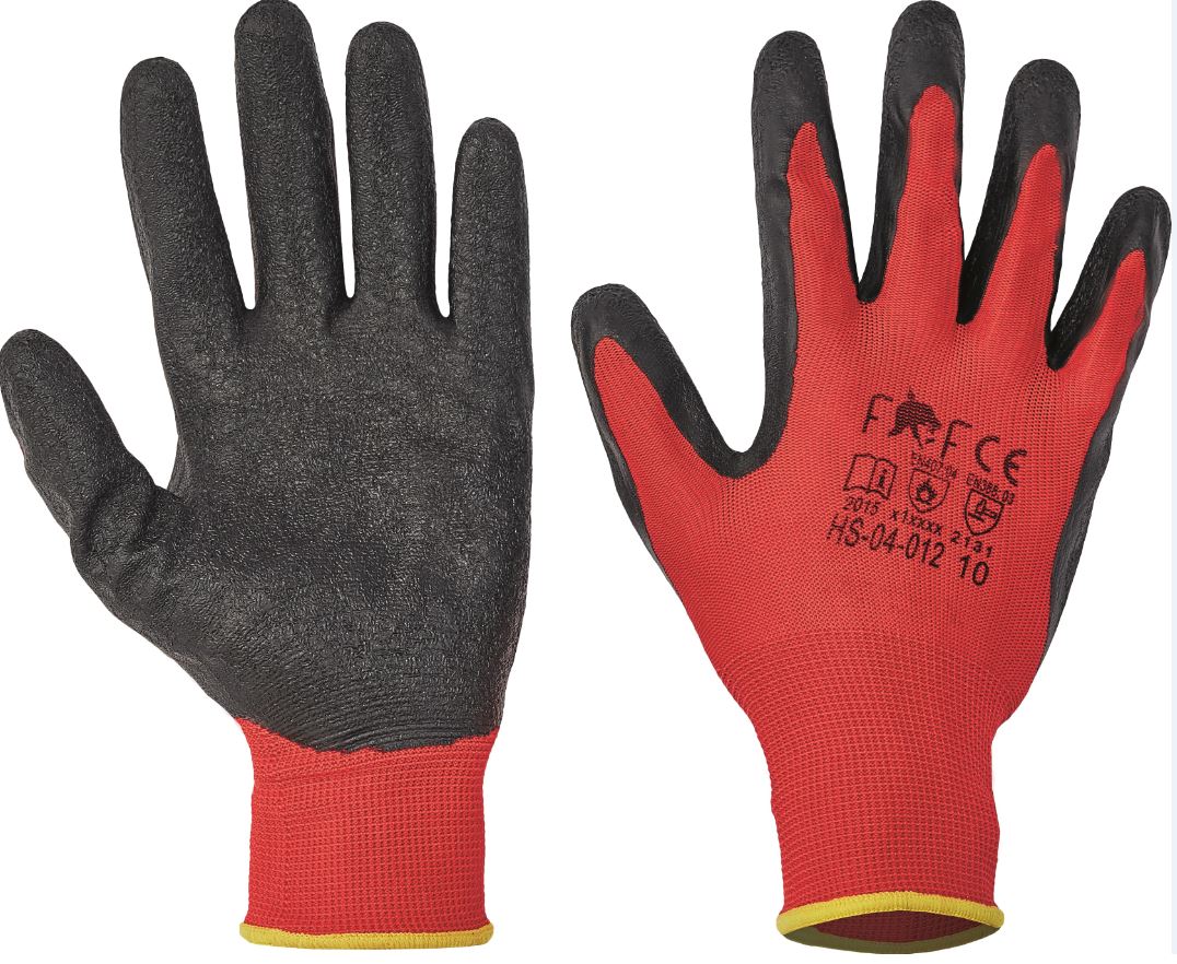 Manusi de protectie, rosu/negru, marimea 10 HORNBILL