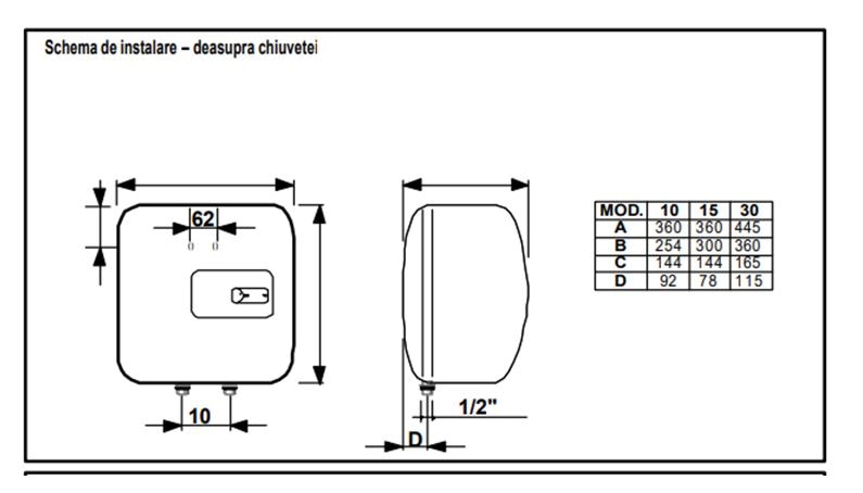 Boiler electric 15 L, 1200 W, 36 x 36 cm  Simat 
