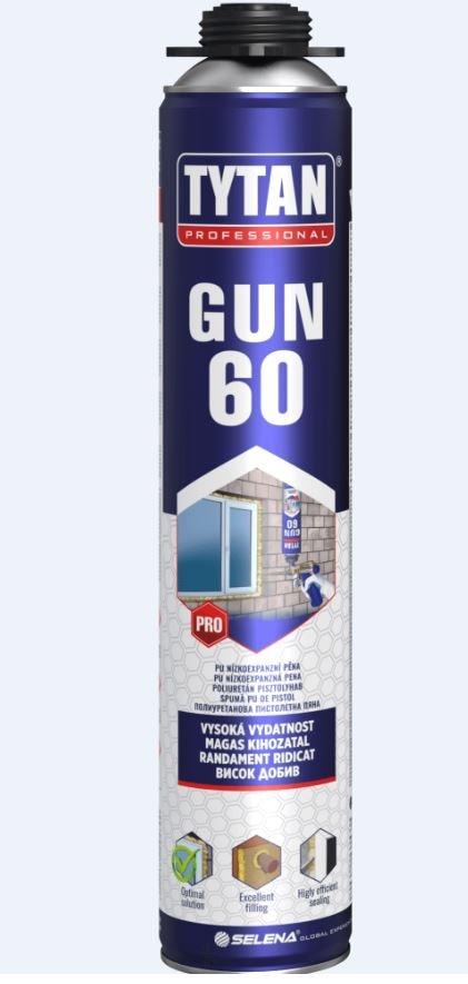 Spuma poliuretanica, aplicare pistol, 750 ml, Galben  Tytan