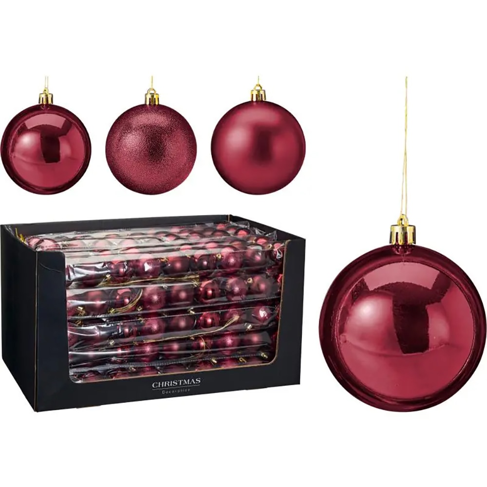 Set globuri, 9 buc, 6cm, rosu