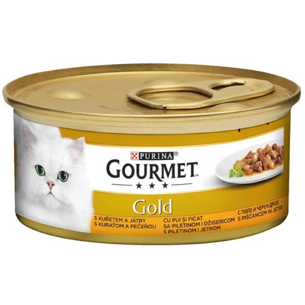 Hrana umeda pentru pisici PURINA GOURMET Gold, Pui si ficat, 85 g