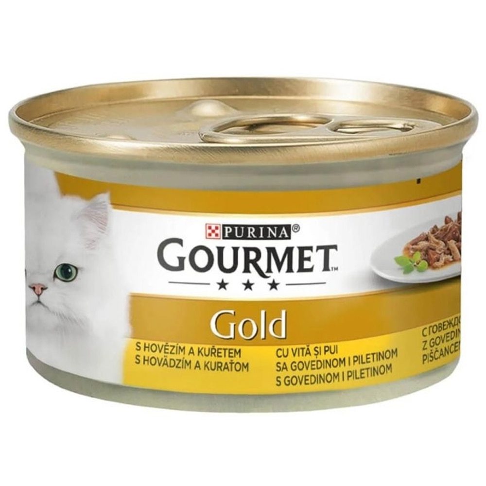 Hrana umeda pentru pisici PURINA GOURMET Gold, Vita si pui, 85 g