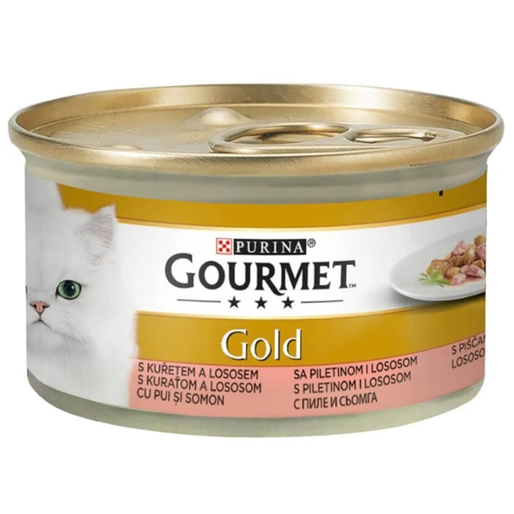 Hrana umeda pentru pisici PURINA GOURMET Gold, Somon si pui, 85 g