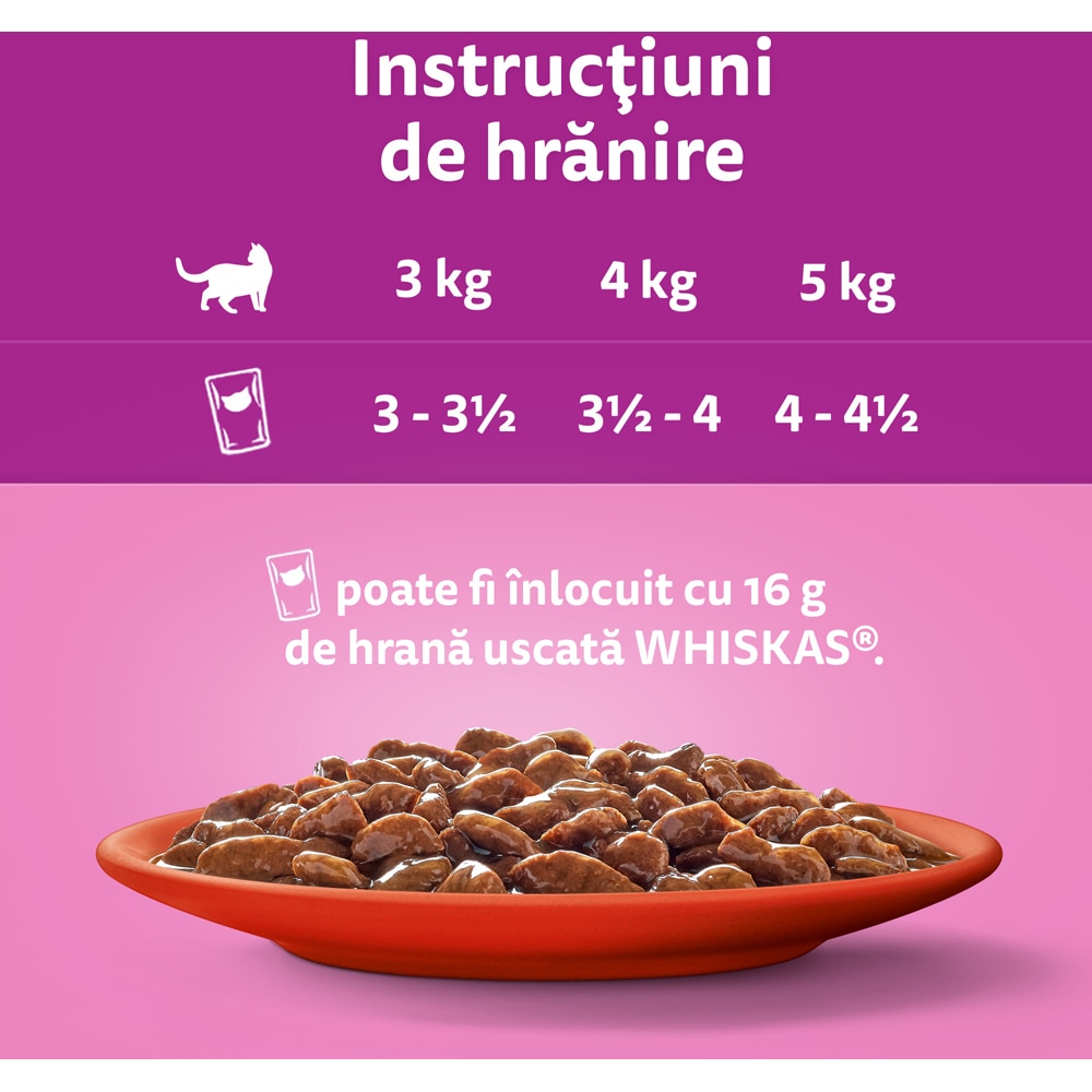 Hrana umeda pentru pisici WHISKAS Mese Clasice, Adult, Mix in sos, 80 x 85g