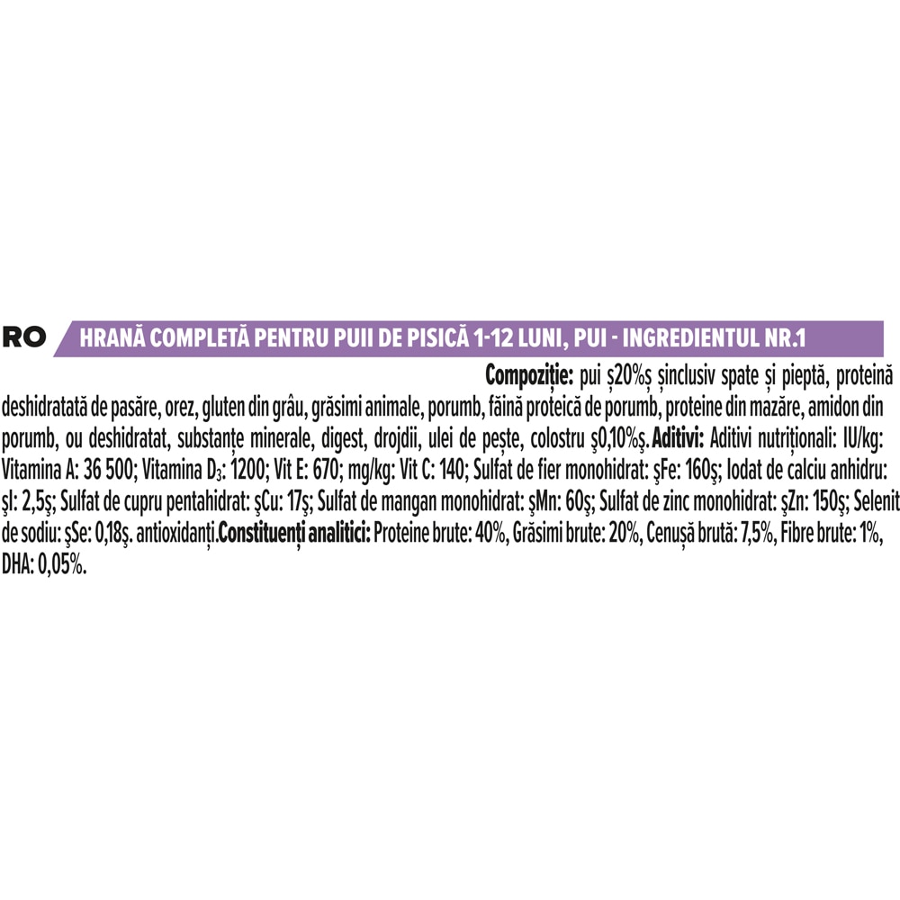 Hrana uscata pentru pisici PURINA PRO PLAN Healthy Start, Junior, Pui, 1.5 kg