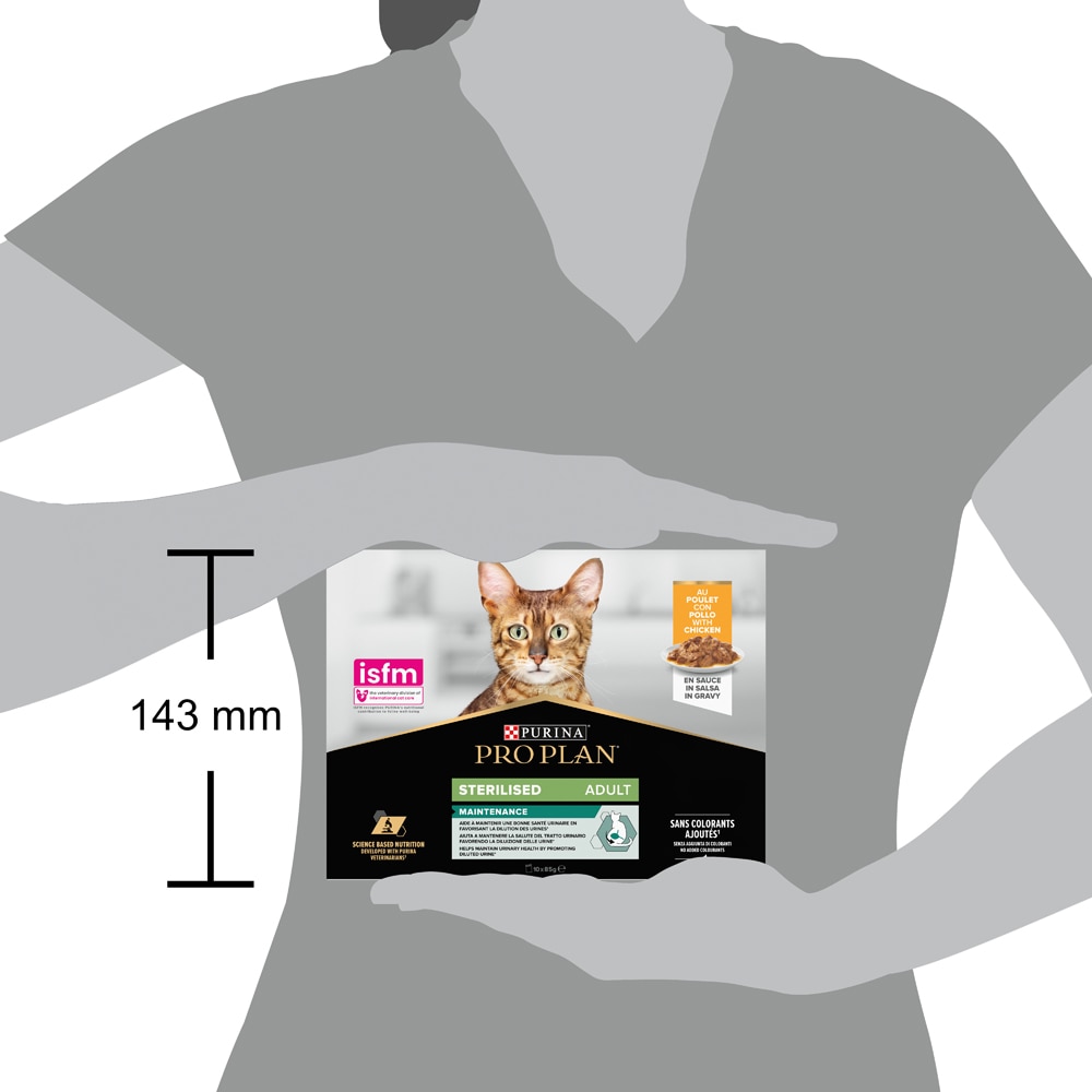 Hrana umeda pentru pisici PURINA PRO PLAN NutriSavour, Sterilised, Pui in sos, 10 x 85g