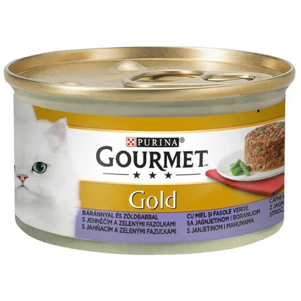 Hrana umeda pentru pisici PURINA GOURMET Gold, Miel si fasole verde, 85 g