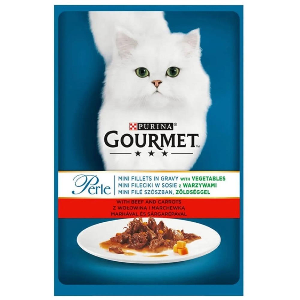 Hrana umeda pentru pisici PURINA GOURMET Perle, Vita si morcovi, 85 g