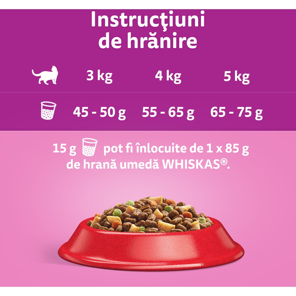 Hrana uscata pentru pisici WHISKAS, Adult, Vita, 14 kg
