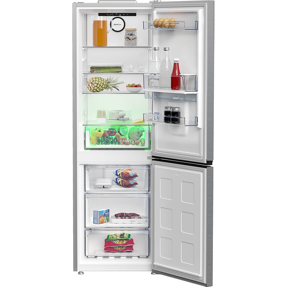 Combina frigorifica BEKO B3RCNA364HDXB, No Frost, 316 l, H 186.5 cm, Clasa E, Dozator apa, inox